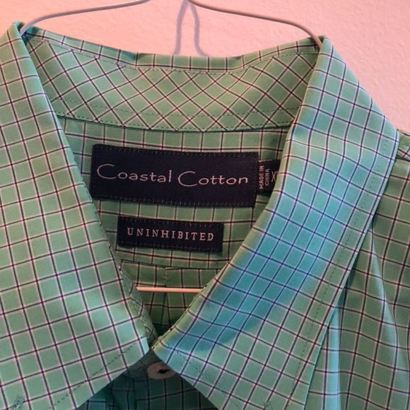 Coastal Cotton Shirts Mens Short Sleeve Teal Navy And White Check
